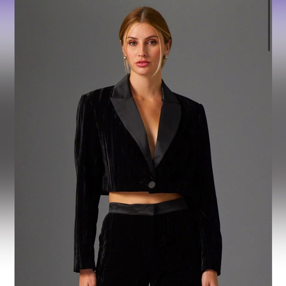 NWT Gilner Farrar cropped black velvet jacket